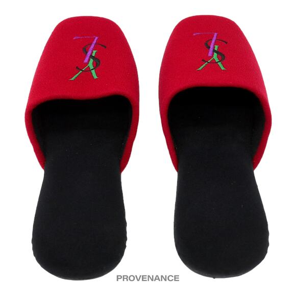 🔴 Yves Saint Laurent YSL Logo Slipper - Red Velour - Picture 4 of 6